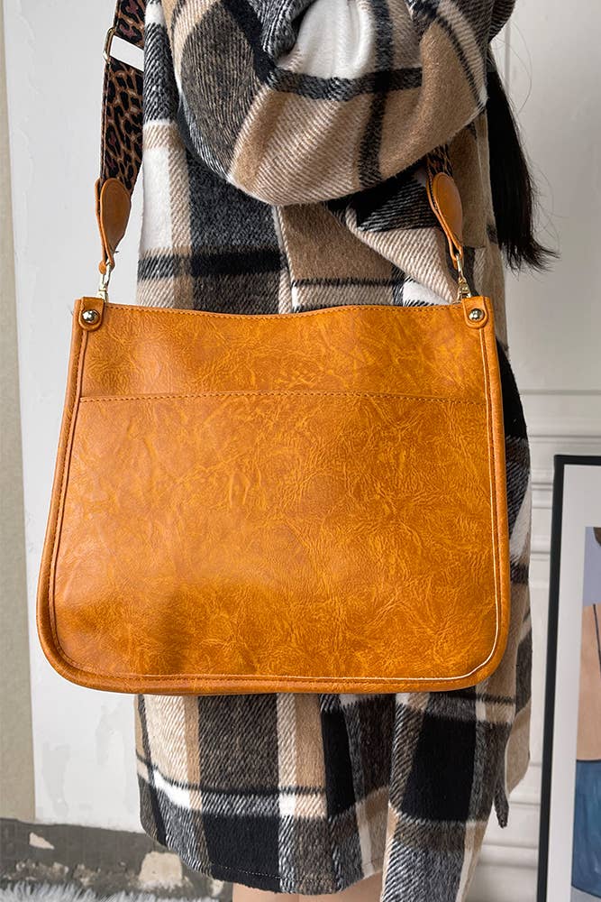 Crossbody Bag with Leopard Print Strap