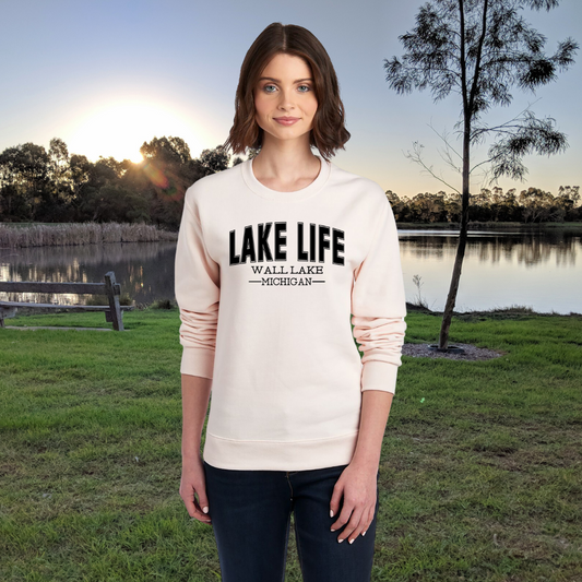 Wall Lake Michigan Crewneck Sweatshirt - Wall Lake - Michigan - Lake Life