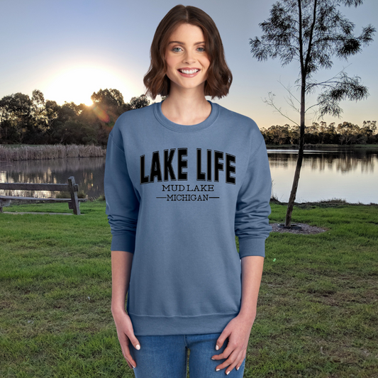 Mud Lake, Michigan Crewneck Sweatshirt -Mud Lake - Michigan - Lake Life