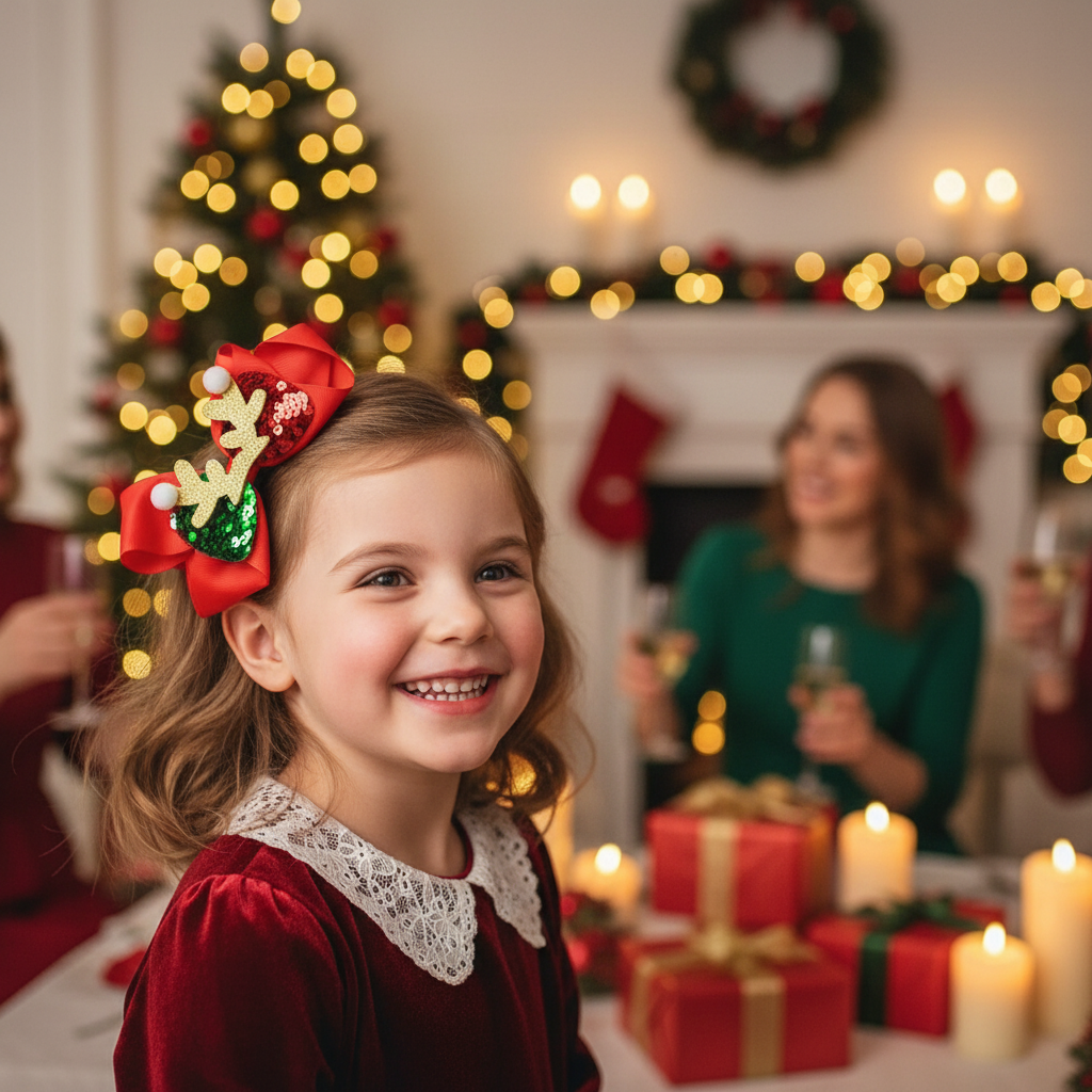 Christmas Theme Bow Clip