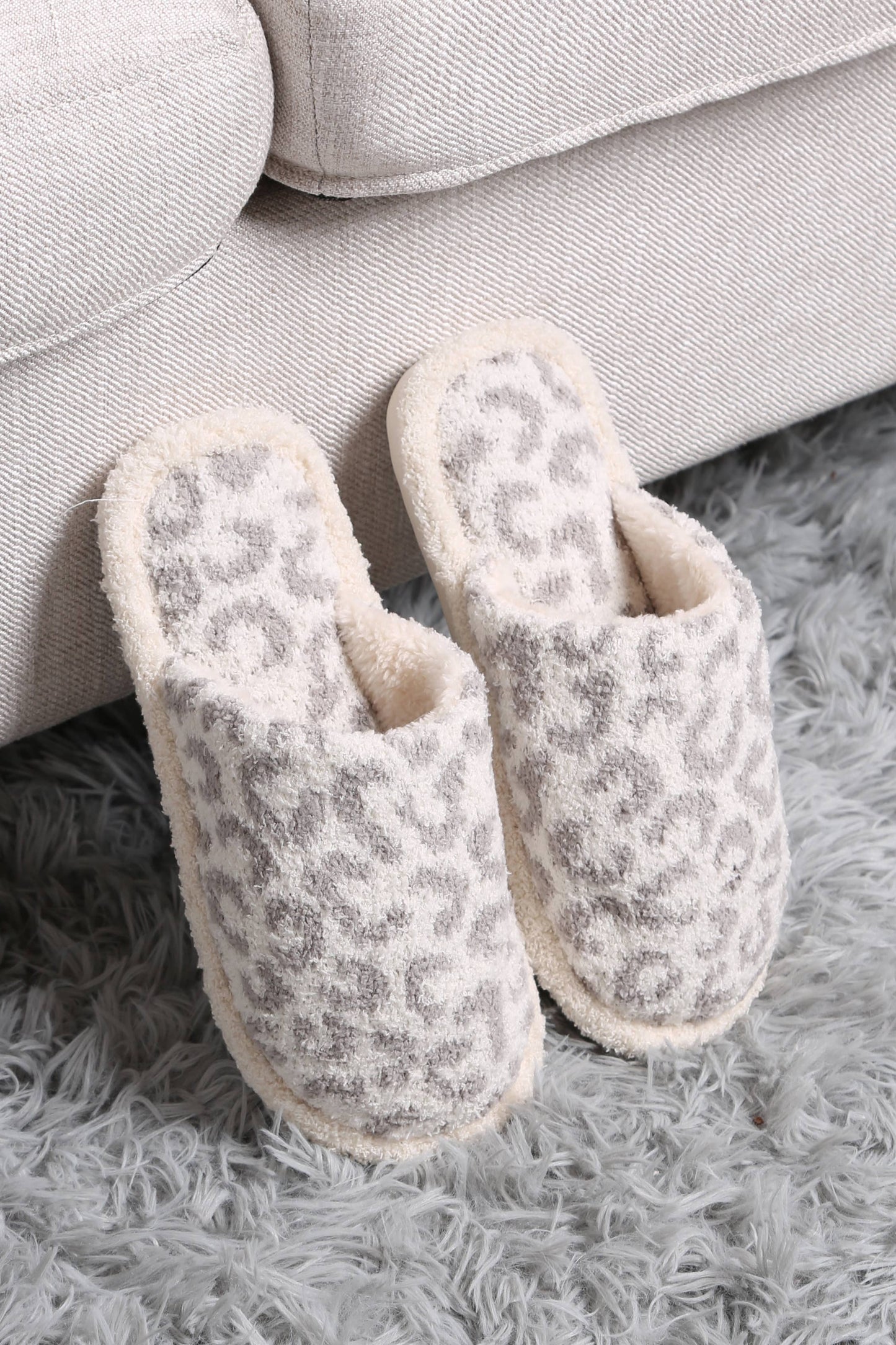 Leopard Fuzzy Soft Slipper: GREY