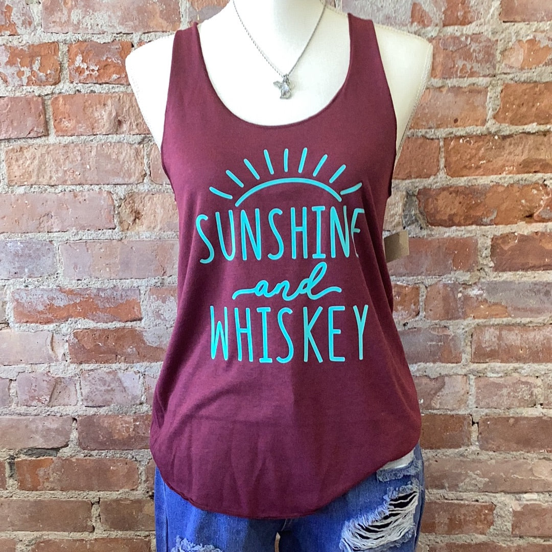 Sunshine and whiskey racer back tank