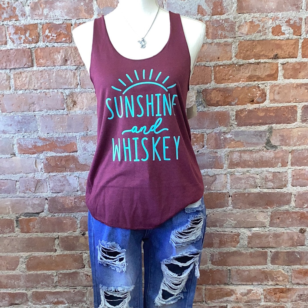 Sunshine and whiskey racer back tank