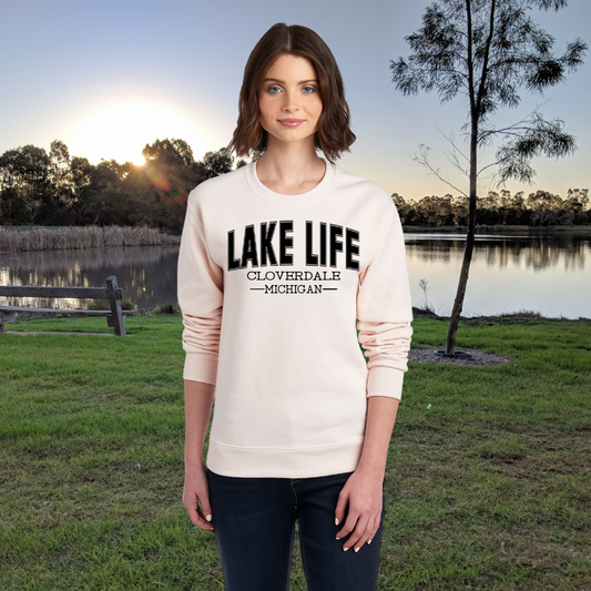 Cloverdale Michigan Crewneck Sweatshirt - Cloverdale - Michigan - Lake Life