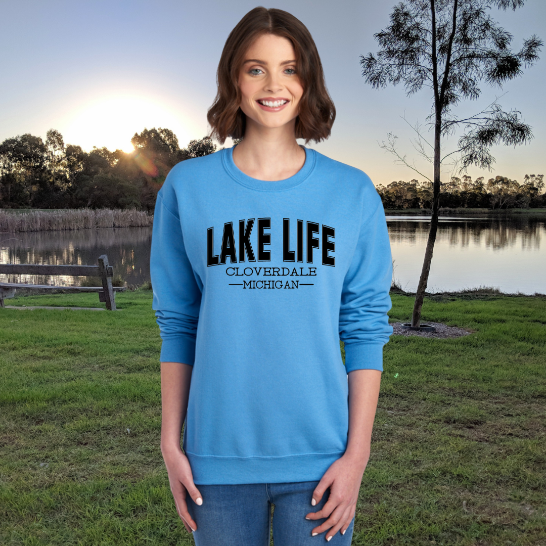 Cloverdale Michigan Crewneck Sweatshirt - Cloverdale - Michigan - Lake Life