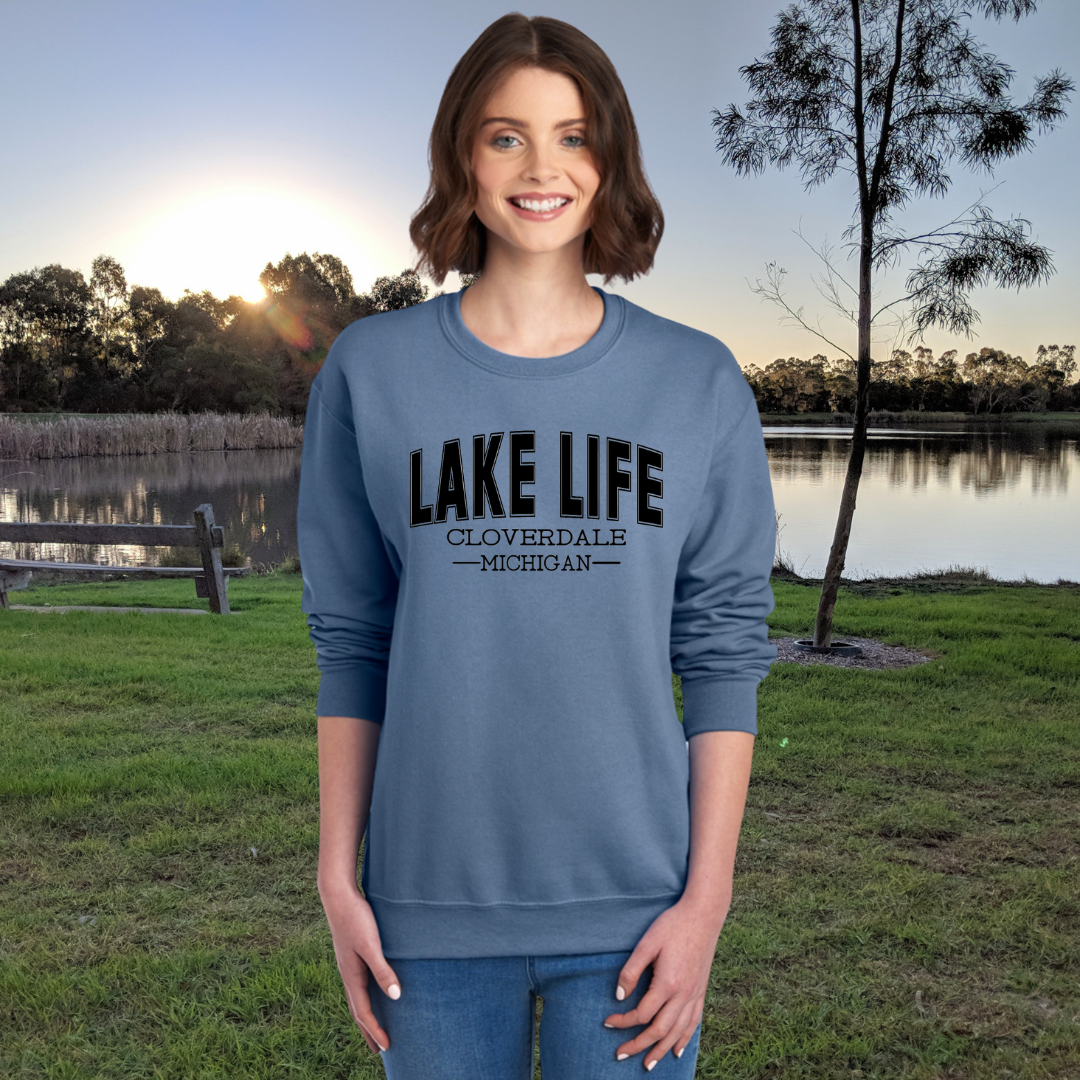 Cloverdale Michigan Crewneck Sweatshirt - Cloverdale - Michigan - Lake Life