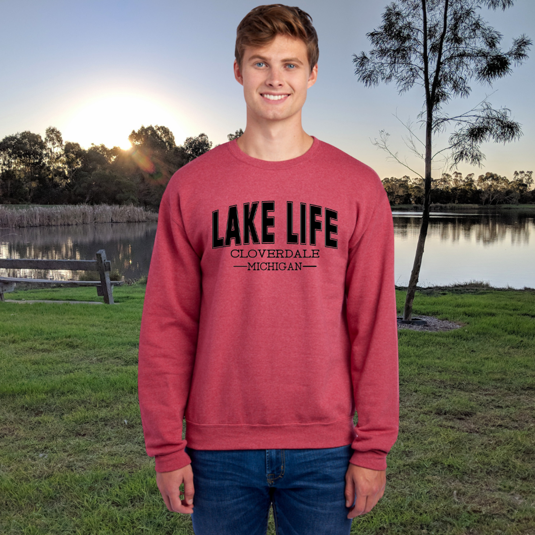 Cloverdale Michigan Crewneck Sweatshirt - Cloverdale - Michigan - Lake Life