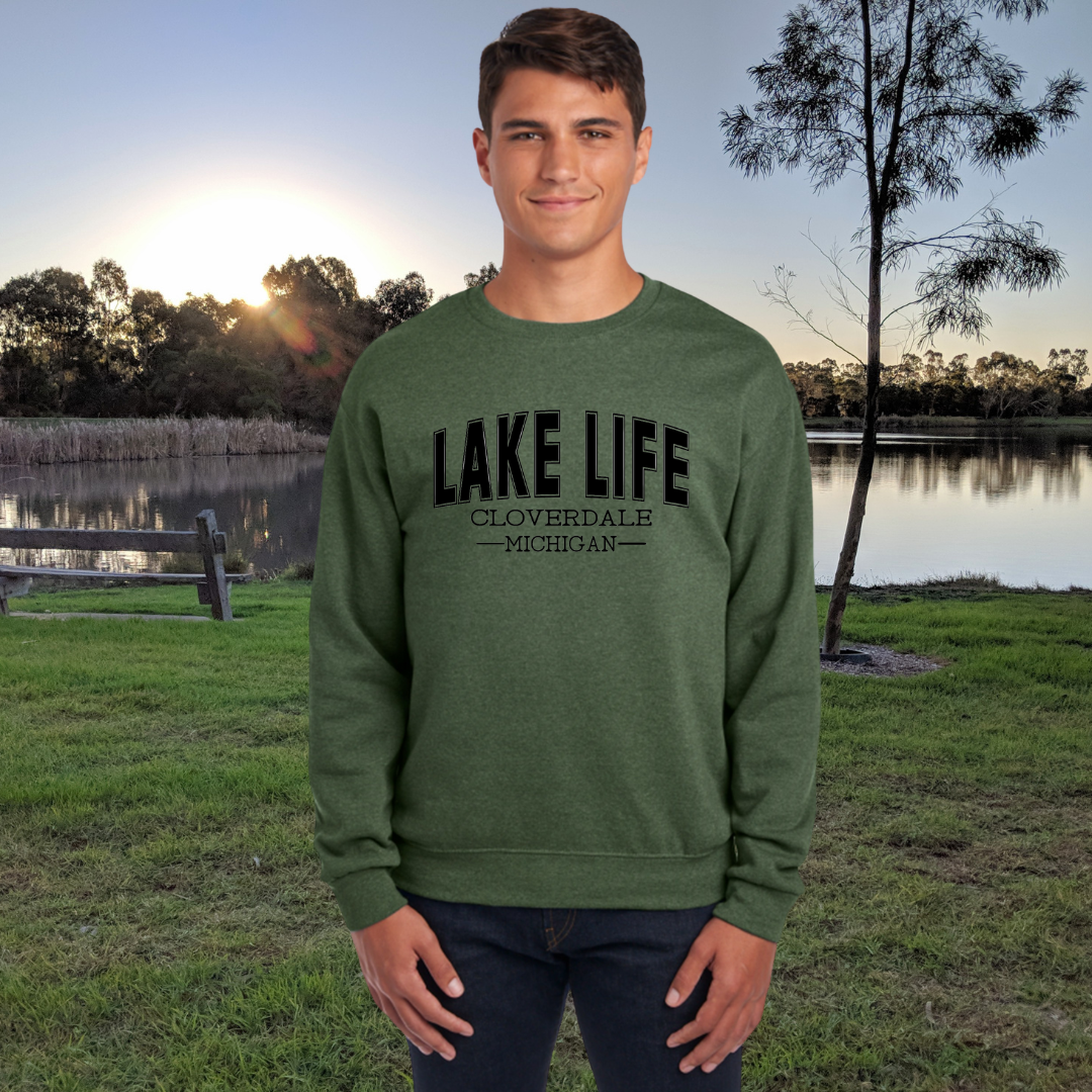 Cloverdale Michigan Crewneck Sweatshirt - Cloverdale - Michigan - Lake Life