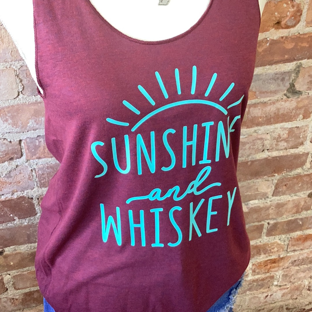 Sunshine and whiskey racer back tank