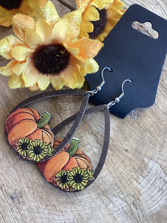 Fall Earrings - Pumpkin & Sunflowers