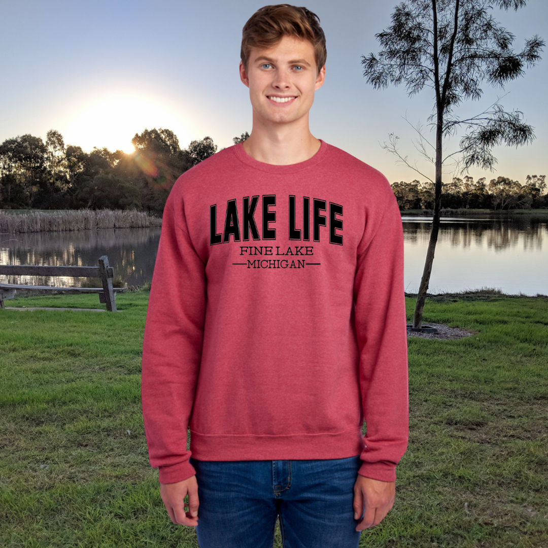 Fine Lake, Michigan Crewneck Sweatshirt - FineLake - Michigan - Lake Life