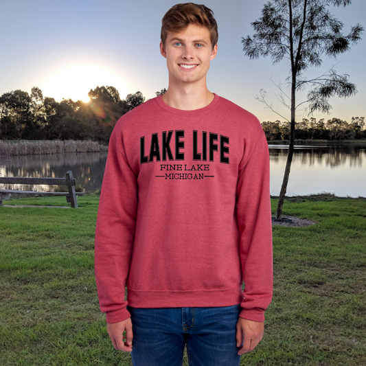 Fine Lake, Michigan Crewneck Sweatshirt - FineLake - Michigan - Lake Life