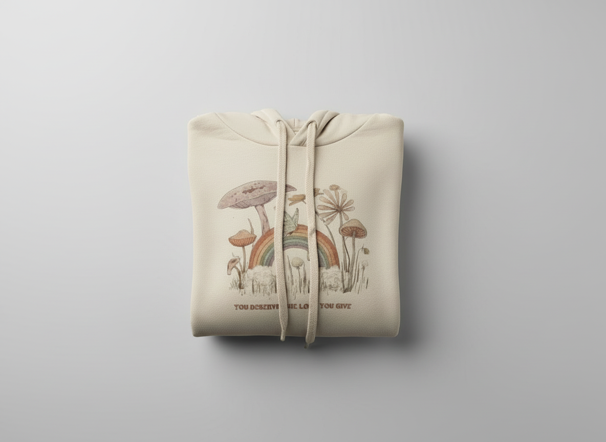 YOU DESERVE THE LOVE YOU GIVE - GRAPHIC CROP HOODED SWEATSHIRT