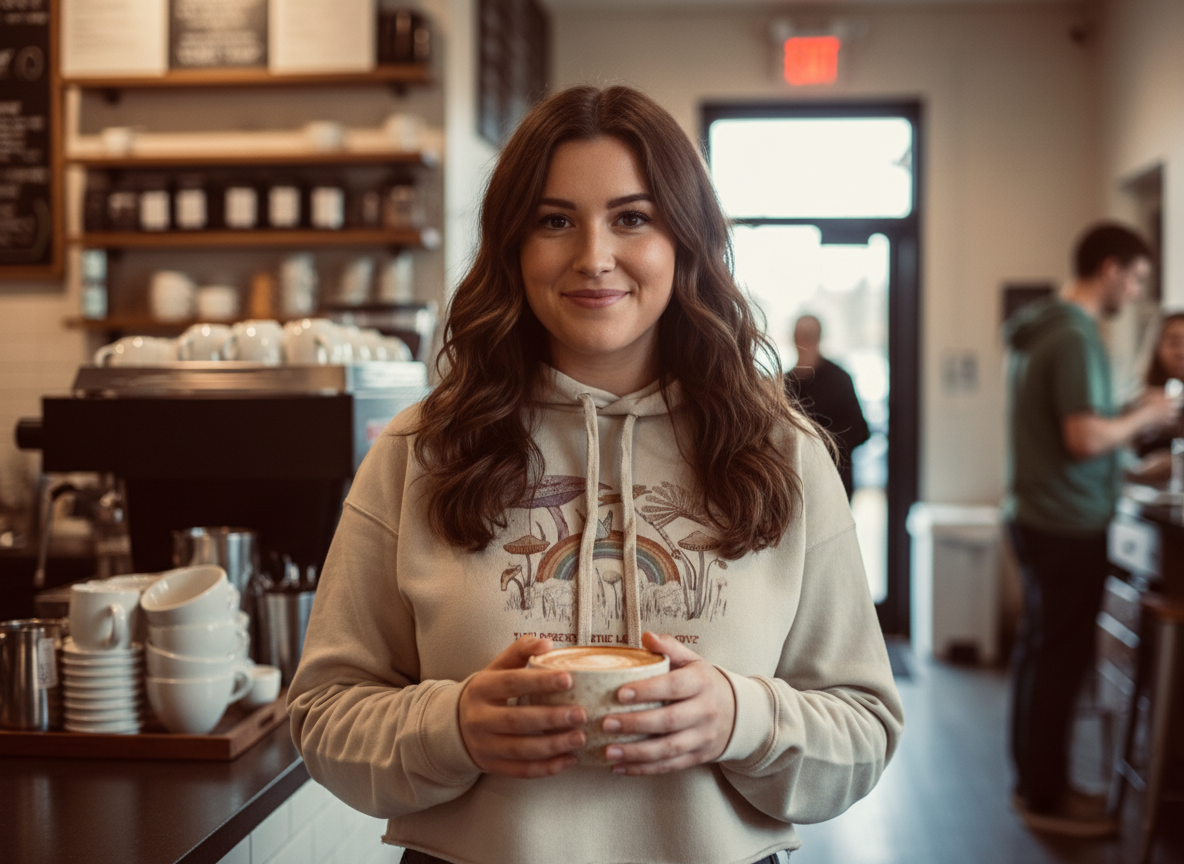 YOU DESERVE THE LOVE YOU GIVE - GRAPHIC CROP HOODED SWEATSHIRT