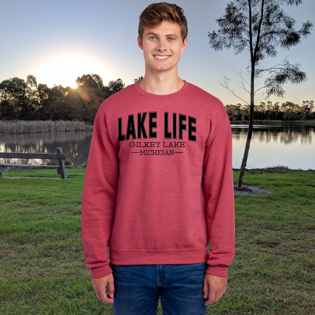 Gilkey Lake, Michigan Crewneck Sweatshirt - Gilkey Lake - Michigan - Lake Life