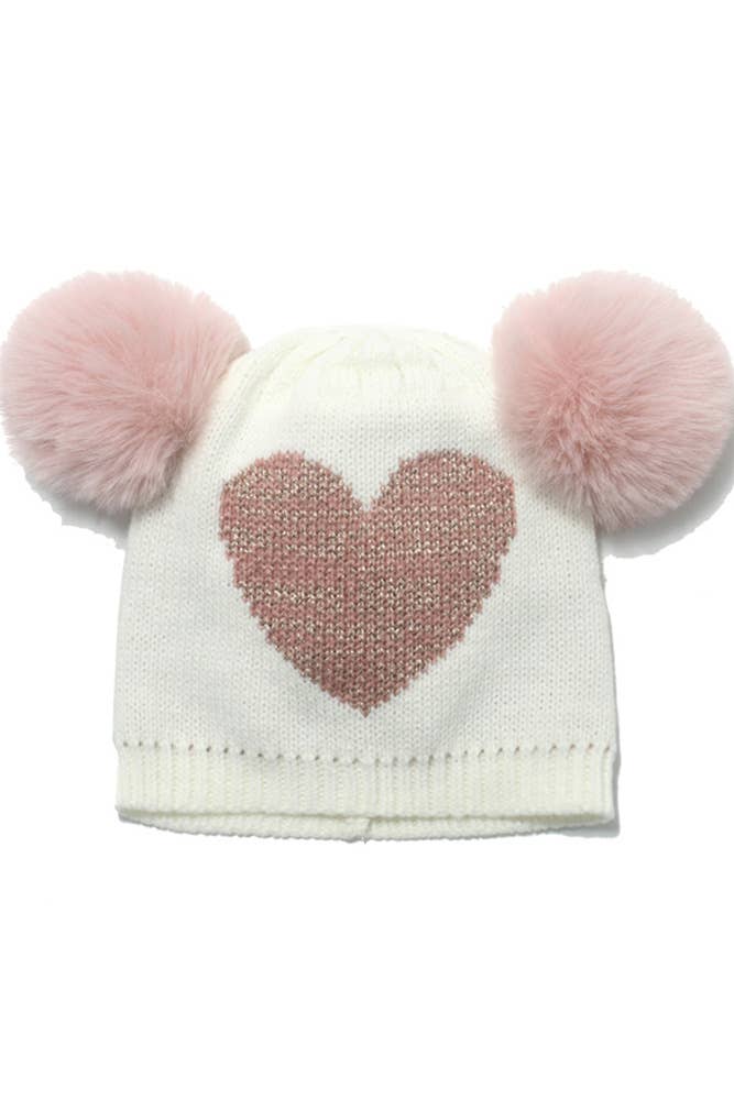 Heart Knit Fur Beanie