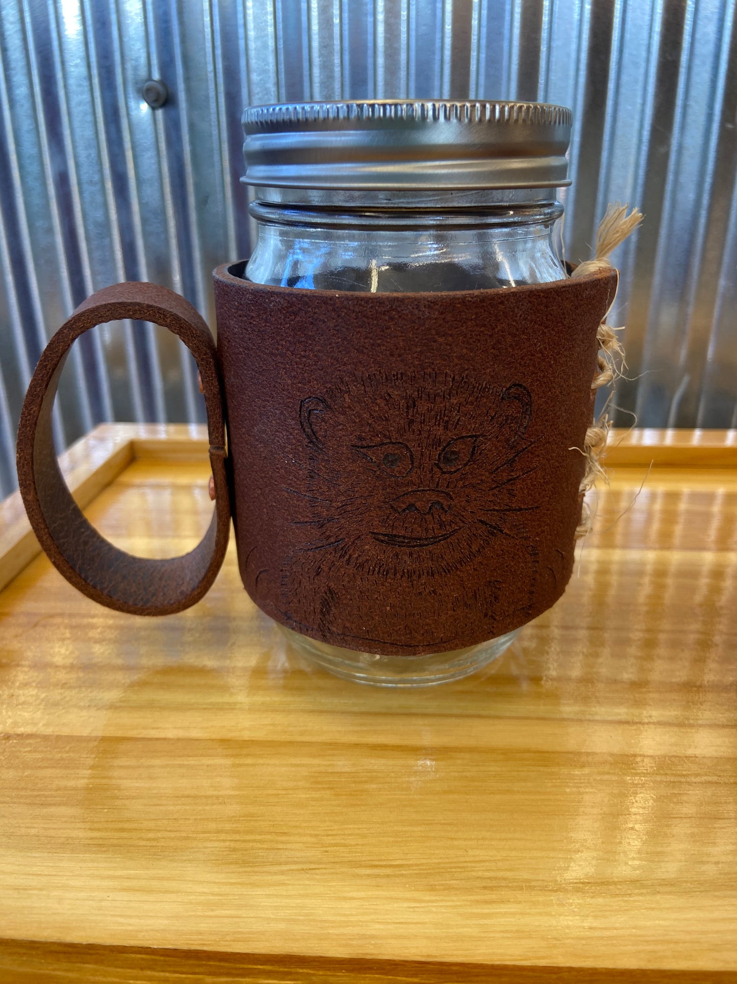 Leather Jar Wrap- Leather Mug