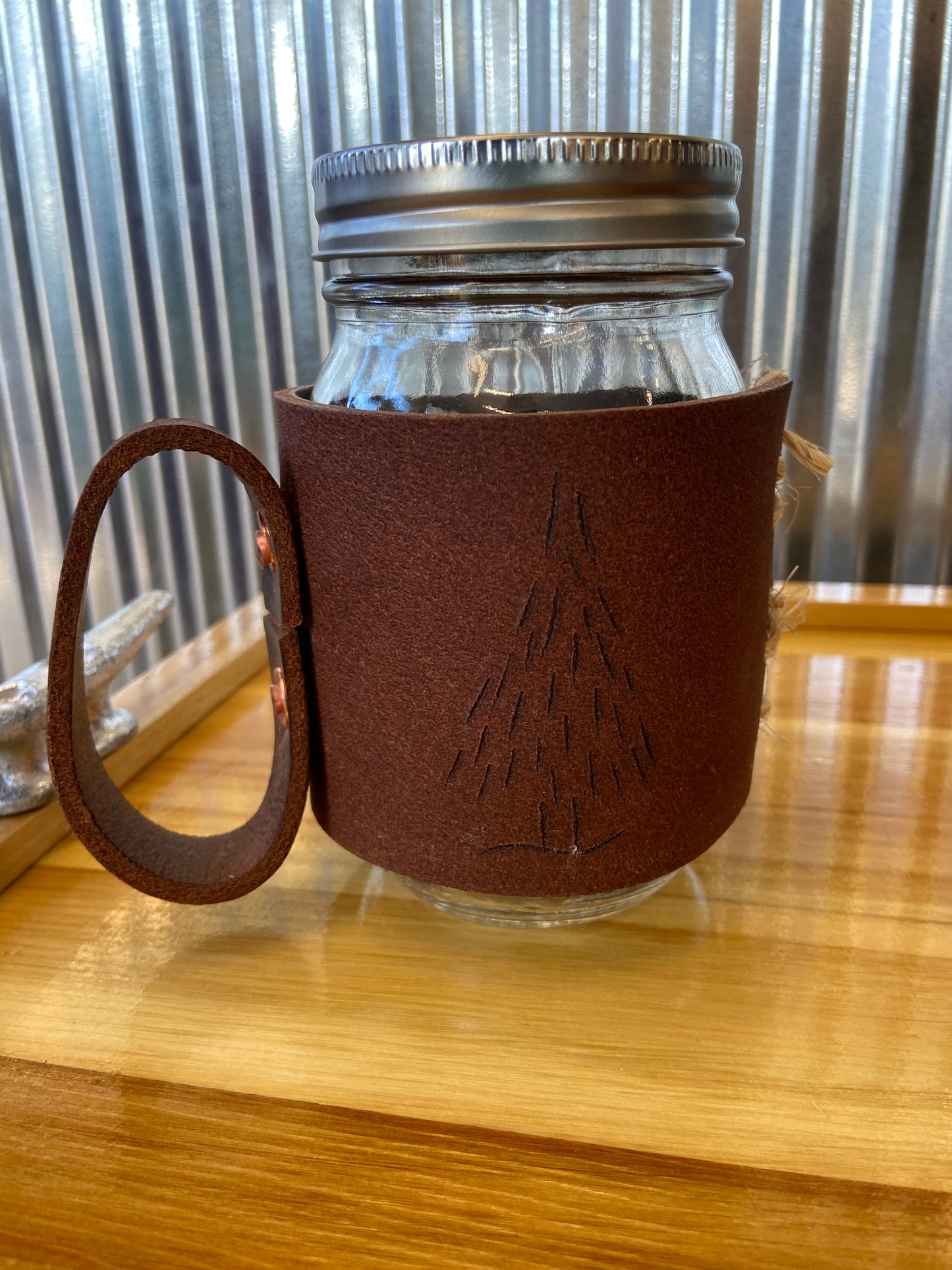 Leather Jar Wrap- Leather Mug