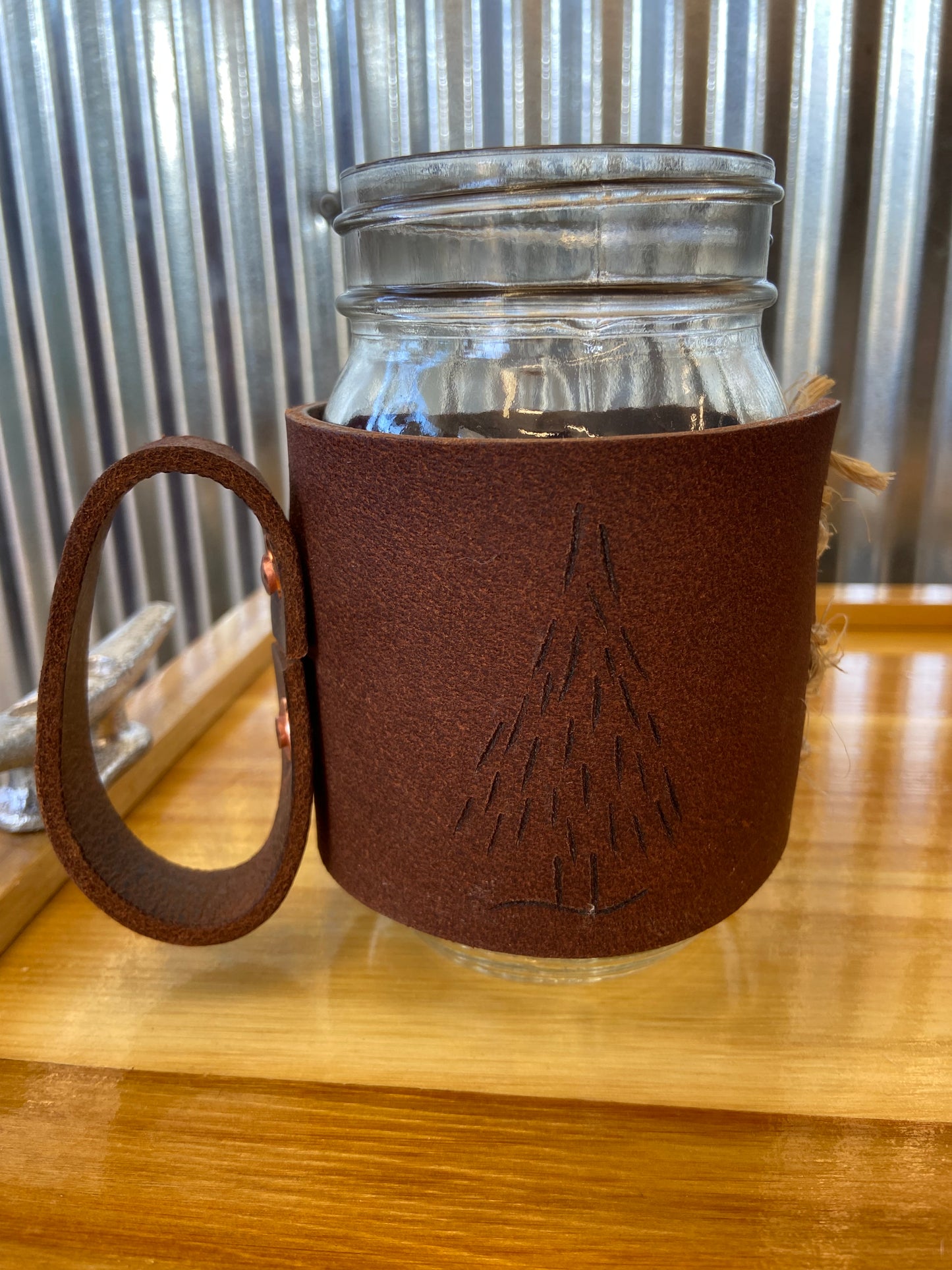 Leather Jar Wrap- Leather Mug