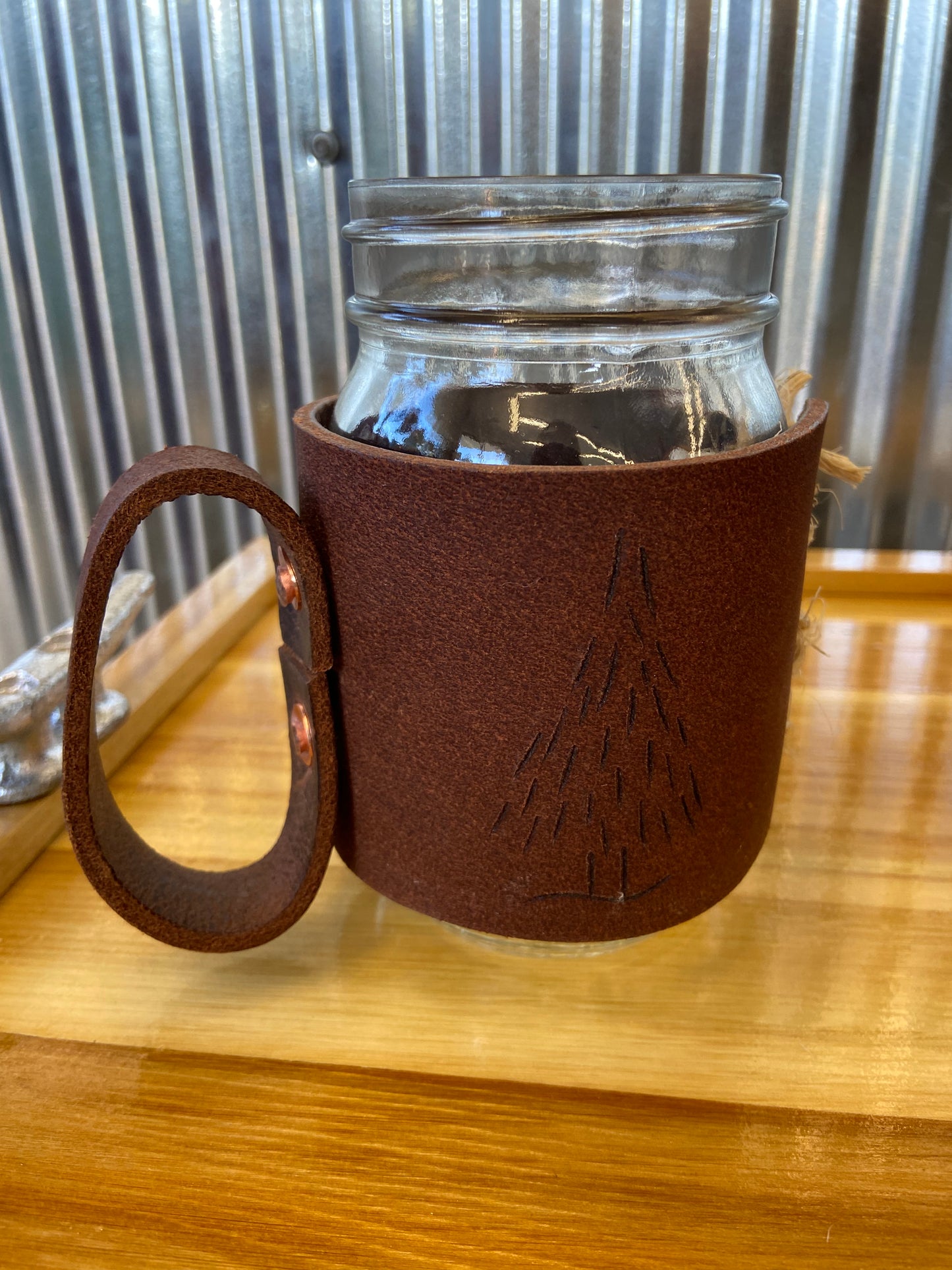 Leather Jar Wrap- Leather Mug