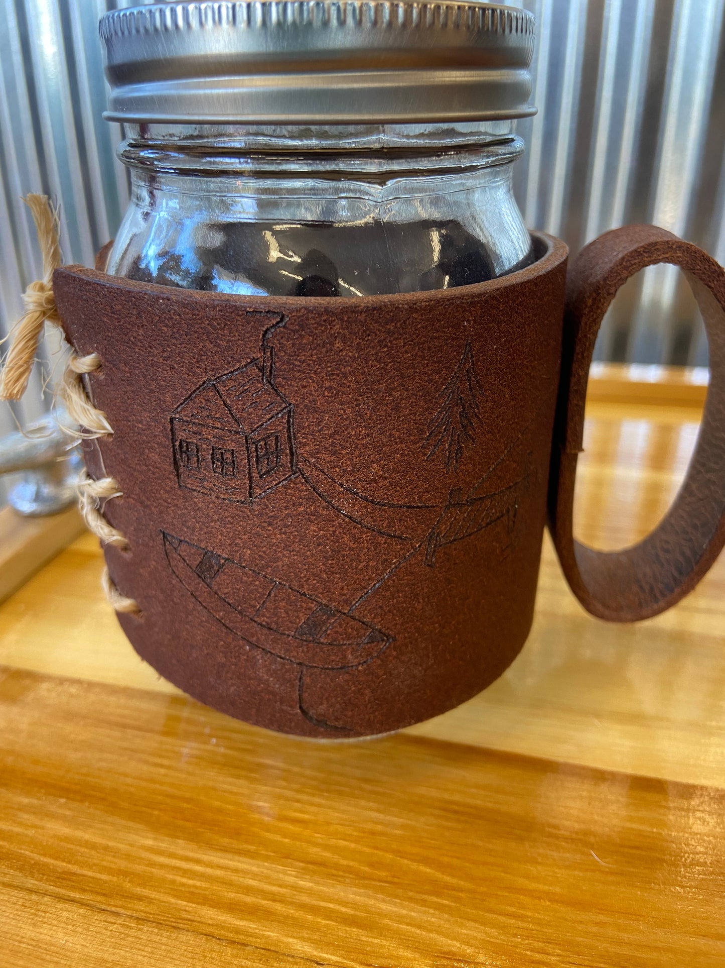 Leather Jar Wrap- Leather Mug