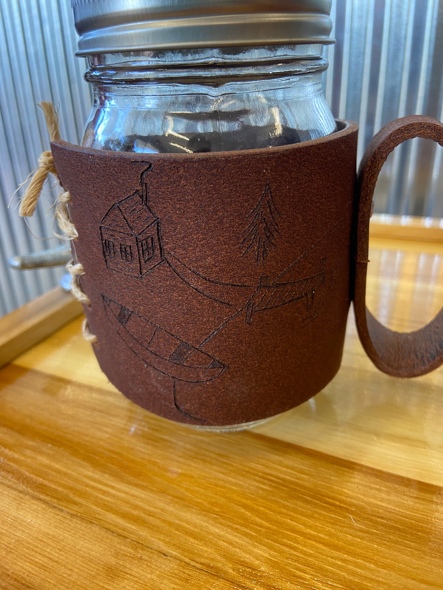 Leather Jar Wrap- Leather Mug