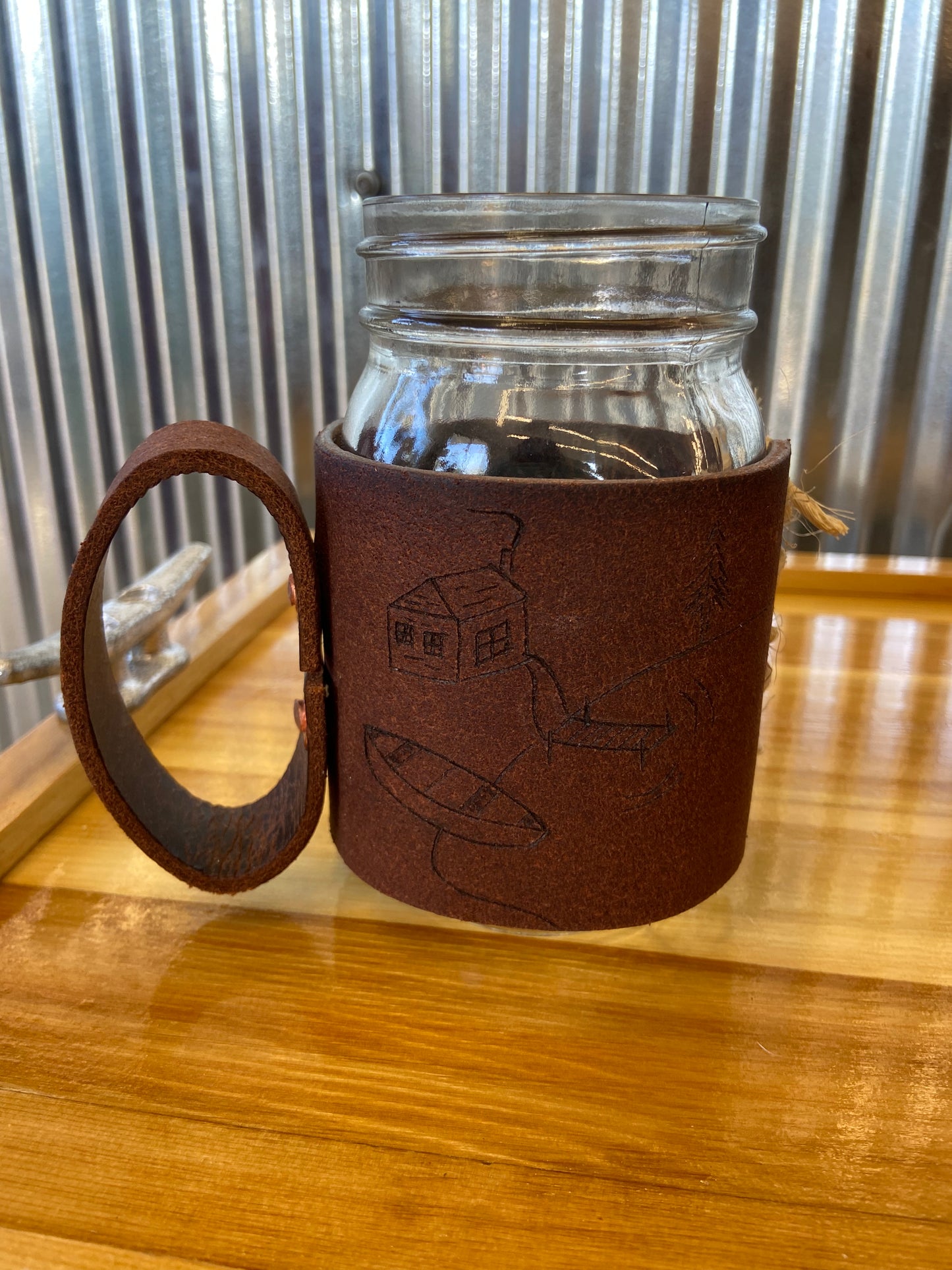 Leather Jar Wrap- Leather Mug