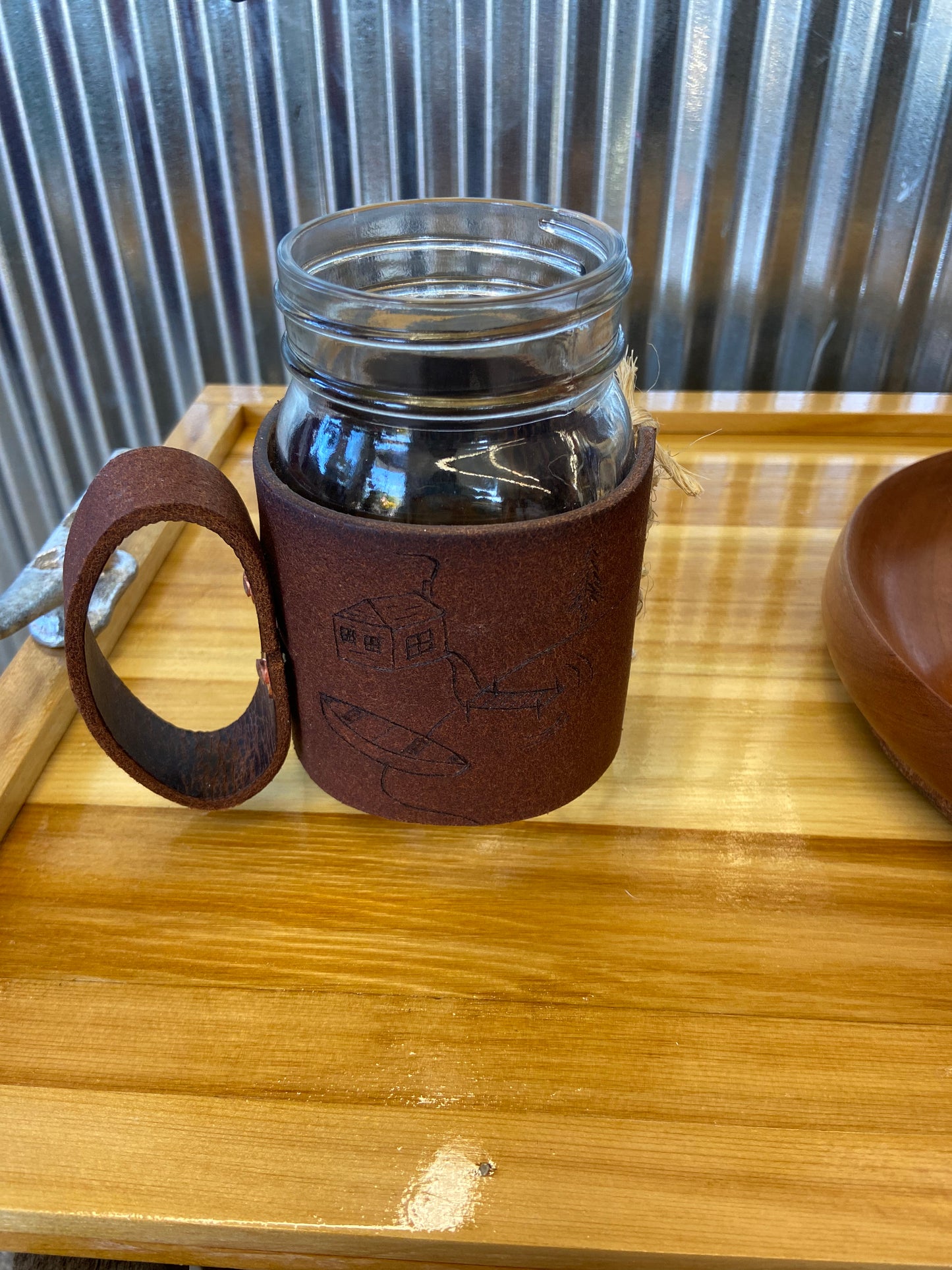 Leather Jar Wrap- Leather Mug