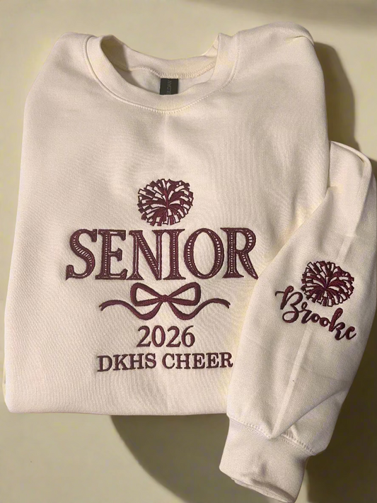 Custom Senior Crewneck Sweatshirt – Personalized Sports, Graduation & Name - Embroidery