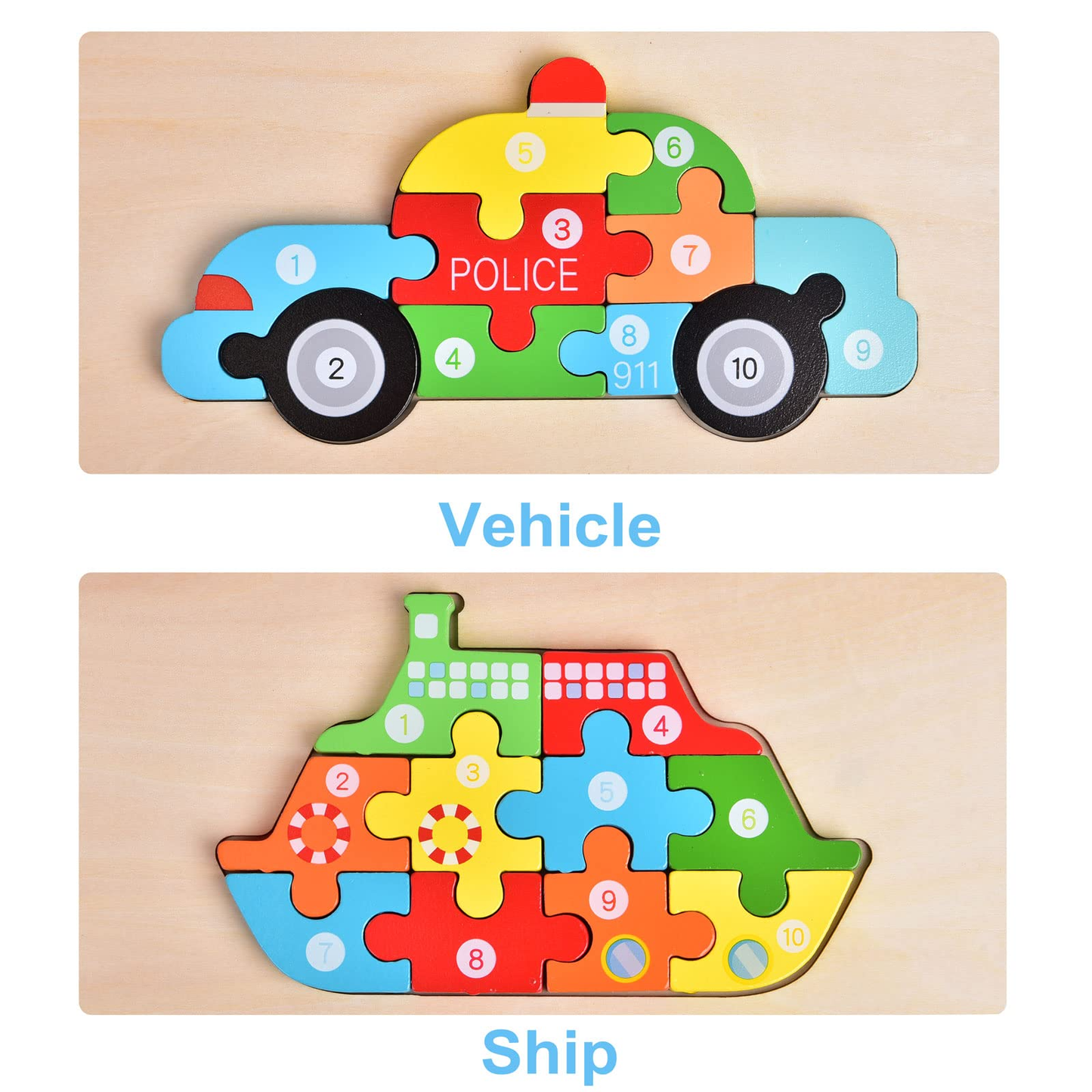 4-Pack Wooden Puzzles for Toddlers Age 2-4 Years Old
