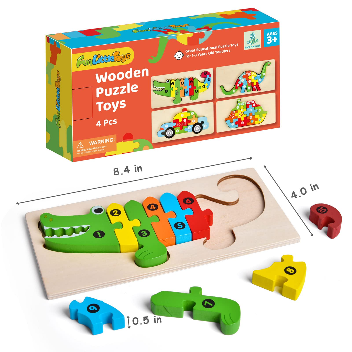 4-Pack Wooden Puzzles
