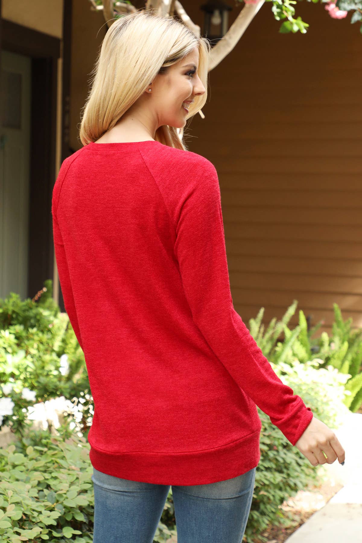 YMT20078XV-PLUS SIZE KNIT FRONT POCKET LONG SLEEVED TOP: (3X) / Rust