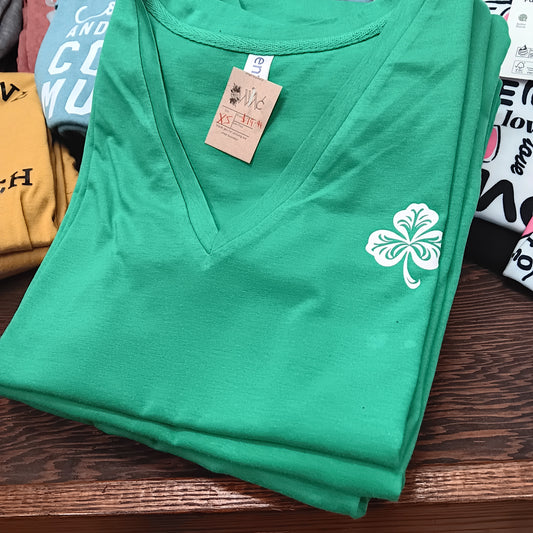 Women's V-Neck with Clover Pocket Design