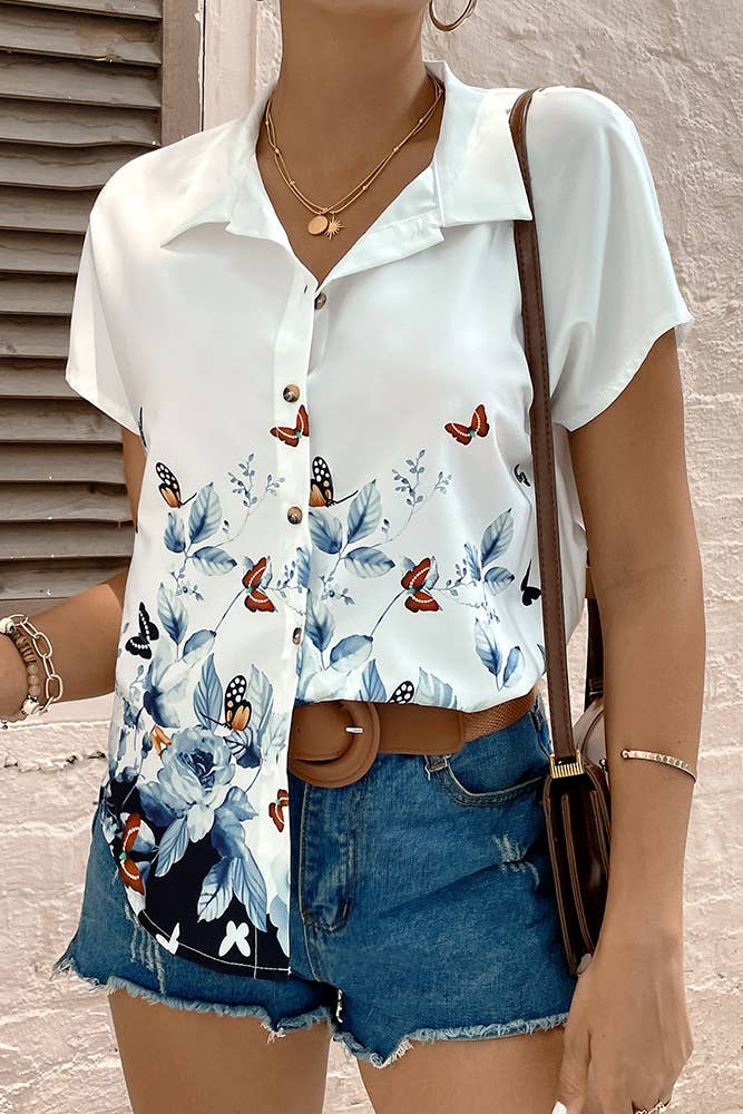 Button Up Butterfly Top