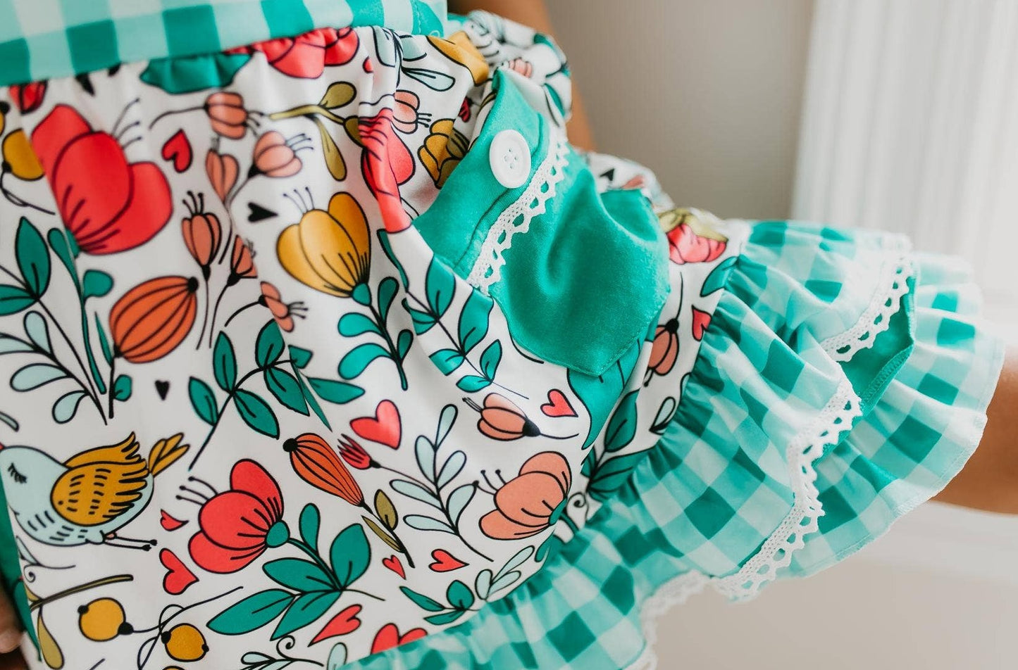Teal Gingham Set Perfect for Summer