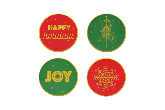 Christmas Coasters, Holiday Décor Accessories, Set of 4