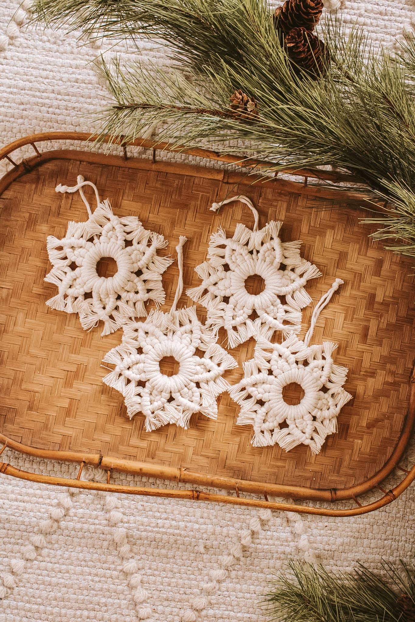 Boho Macrame Snowflake Ornament - Christmas Decor