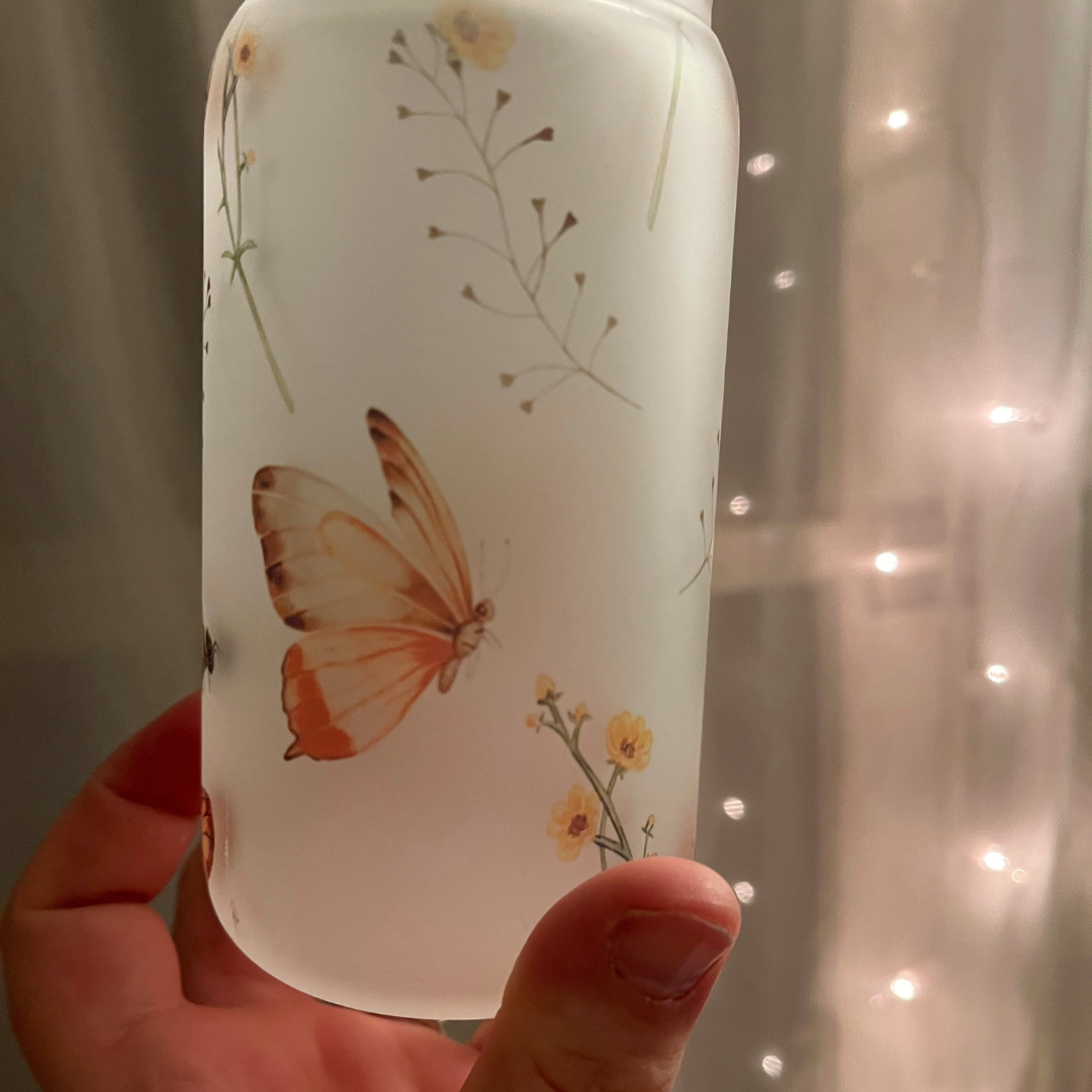 Butterfly & Bee's Glass Beer Can