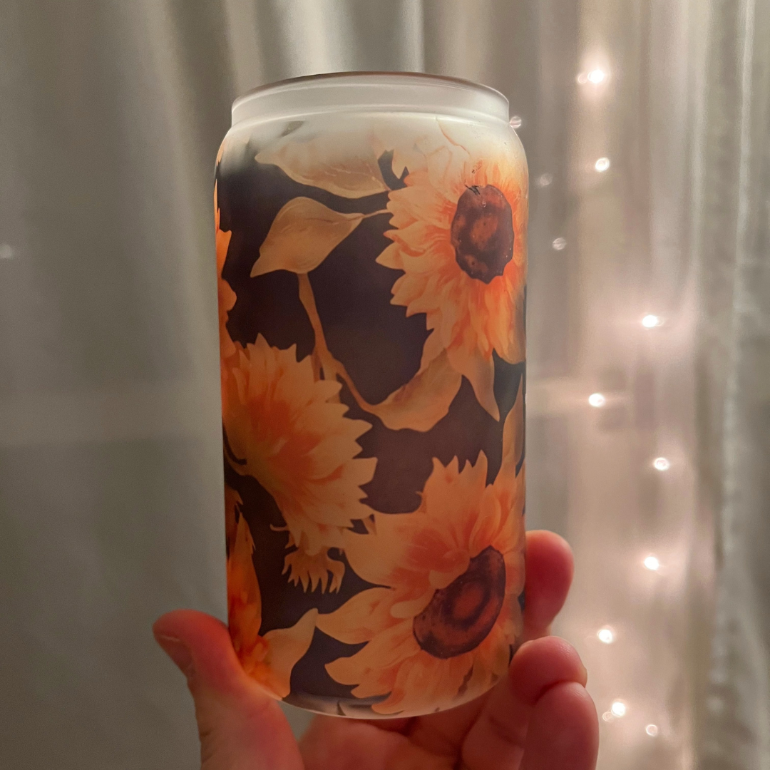 Sunflower Glass Beer Can