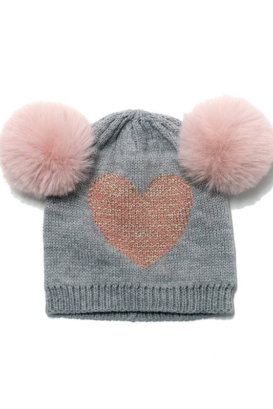 Heart Knit Fur Beanie