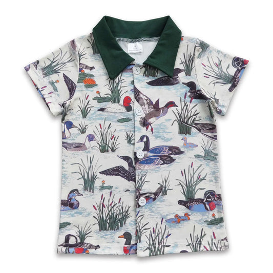 Camisa con botones y estampado de pato en tejido de leche para niño