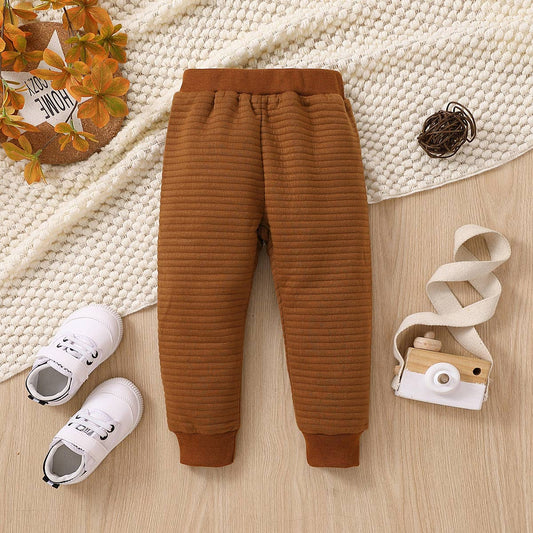 Toddler Boy/Girl Basic Textured Color Elasticized Pants: Brown / 3 Years